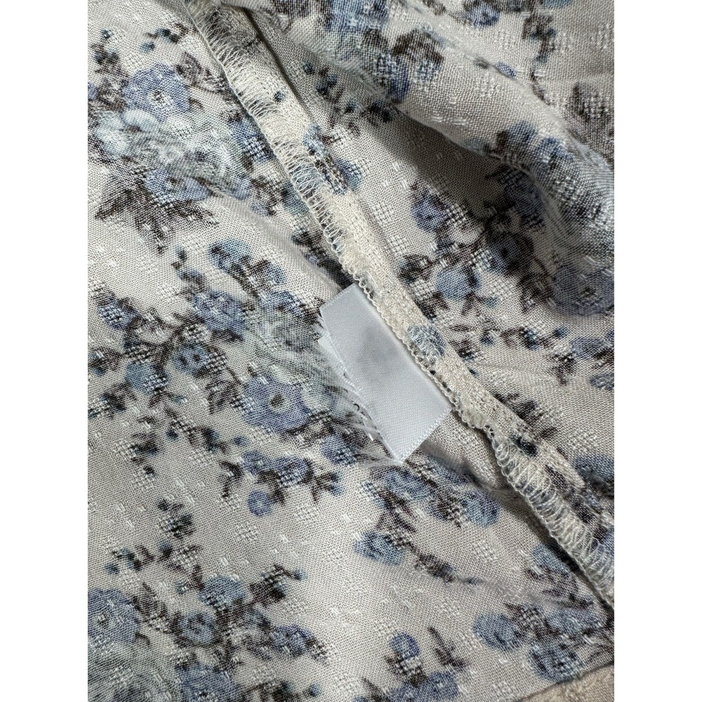 Lucky Brand Top Womens Medium Floral Pintuck Peasant Cottage Sleeve Read - Picture 10 of 11